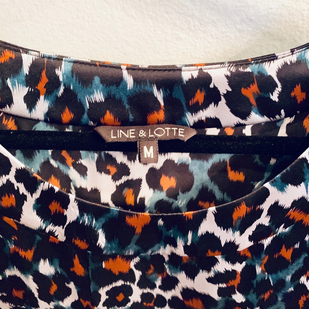Line & Lotte Multi Color Animal Print Silk Top - M